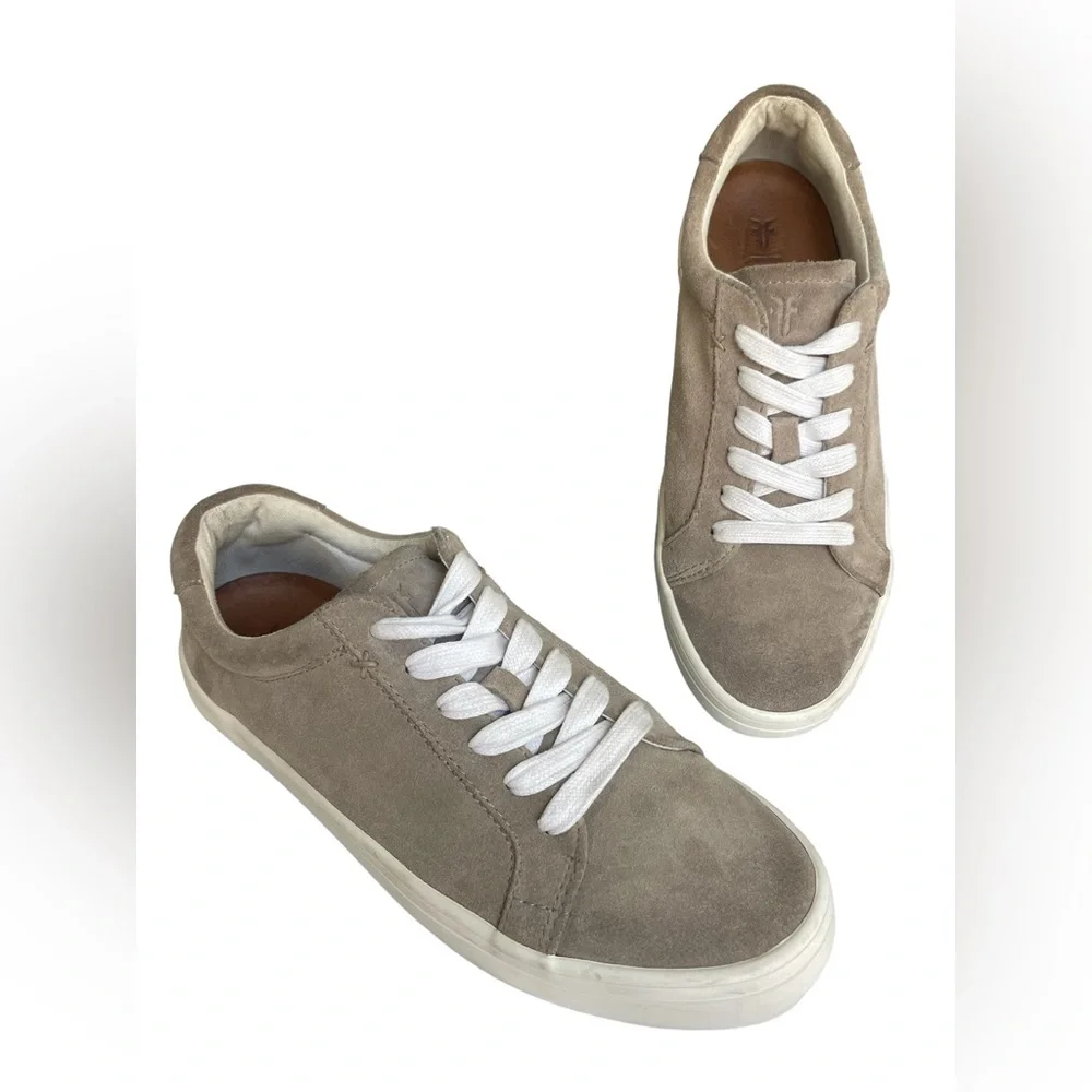 Frye Womens Shoes Frye Kerry Suede Low Lace Up Sneakers Sz8 - Picture 1 of 12